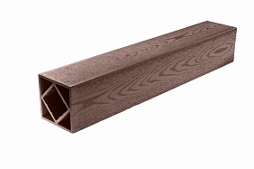 Столб ограждения ДПК, Темно-коричневый, тиснение под дерево